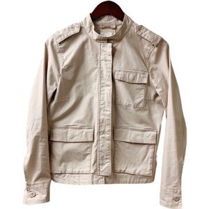 H&M Utility Military Cargo Field Jacket Womens SIZE 10 Light Beige